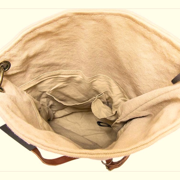 Vintage Addiction Foldover Crossbody Canvas/Leather Bag - Picture 6 of 8